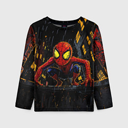 Лонгслив детский Маленький человек-паук с желтыми глазами, цвет: 3D-принт