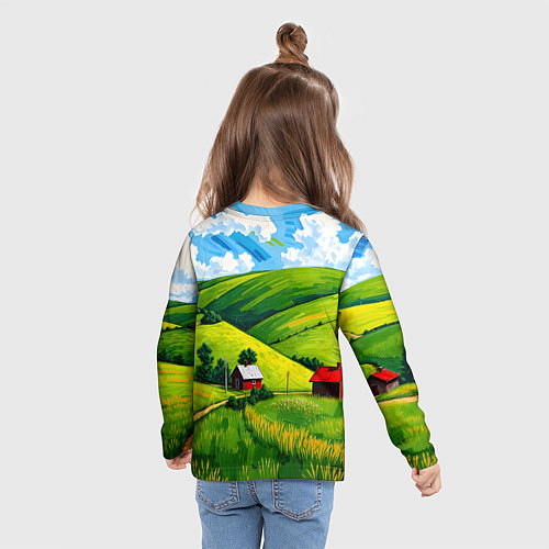 Детский лонгслив Русская деревенька / 3D-принт – фото 6