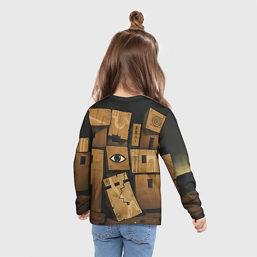 Детский лонгслив Коробки и глаз / 3D-принт – фото 6