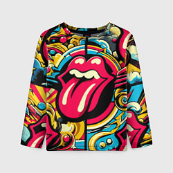 Лонгслив детский Rolling Stones logo - pop art pattern, цвет: 3D-принт
