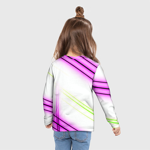 Детский лонгслив Green white pink line / 3D-принт – фото 6