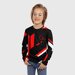 Лонгслив детский Nirvana текстура полосы, цвет: 3D-принт — фото 2