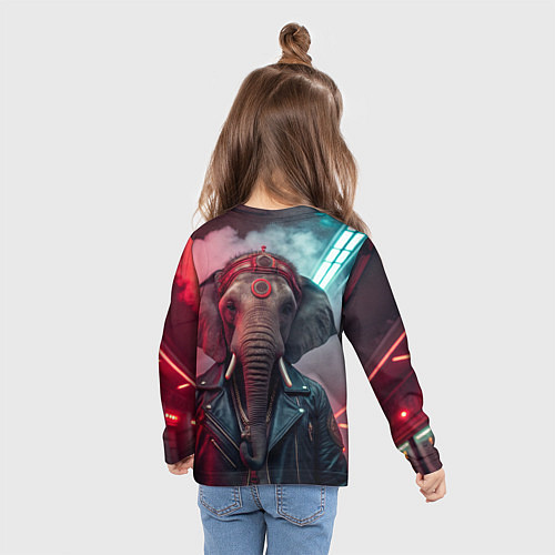 Детский лонгслив Cyberpunk elephant / 3D-принт – фото 6