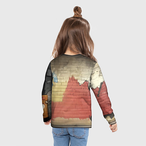 Детский лонгслив Бэтмен на фоне стены / 3D-принт – фото 6