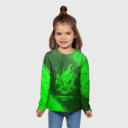 Лонгслив детский Cyberpunk 2077 - green gradient, цвет: 3D-принт — фото 2