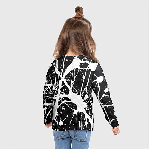 Детский лонгслив Брызги белой краски / 3D-принт – фото 6