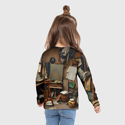 Детский лонгслив Мастерская художника / 3D-принт – фото 6