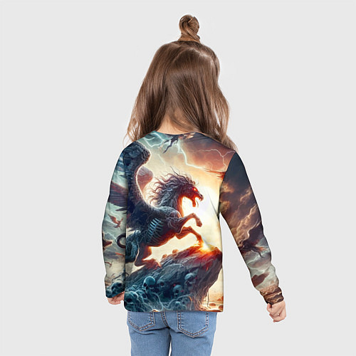 Детский лонгслив Пегас тёмных сил - нейроарт / 3D-принт – фото 6