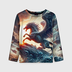 Лонгслив детский Пегас тёмных сил - нейроарт, цвет: 3D-принт