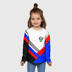Лонгслив детский Герб России - минимализм, цвет: 3D-принт — фото 2