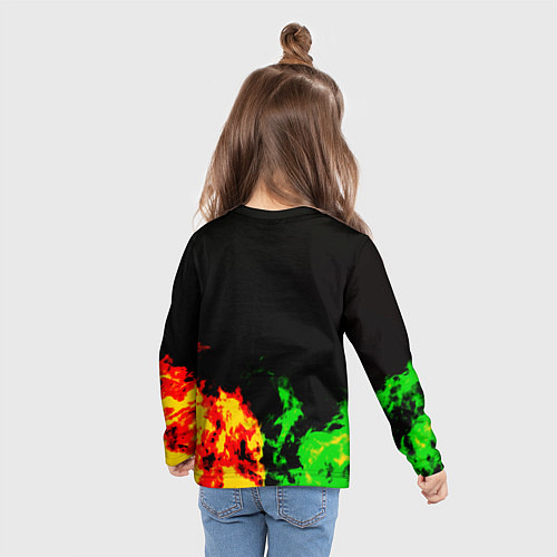 Детский лонгслив Амонг ас огненная текстура / 3D-принт – фото 6