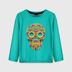 Лонгслив детский Цветочный череп, цвет: 3D-принт