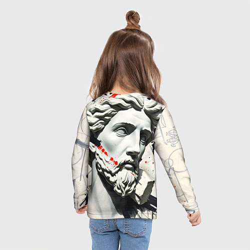 Детский лонгслив Античный портрет зарисовки / 3D-принт – фото 6