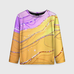 Лонгслив детский Фиолетово-золотая текстура с блестяшками, цвет: 3D-принт