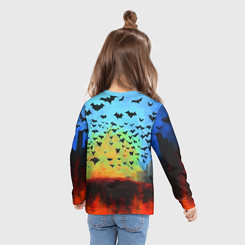 Детский лонгслив Бэтмен и летучие мыши / 3D-принт – фото 6