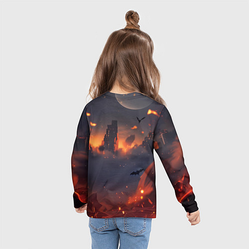 Детский лонгслив Бэтмен - летучие мыши и огонь / 3D-принт – фото 6