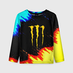 Лонгслив детский Monster energy огненные краски, цвет: 3D-принт