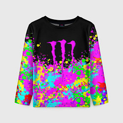 Лонгслив детский Monster energy краски неоновые, цвет: 3D-принт