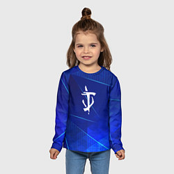 Лонгслив детский Doom blue poly, цвет: 3D-принт — фото 2