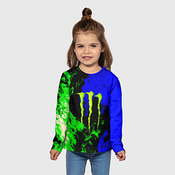 Лонгслив детский Monster energy кислотный огонь, цвет: 3D-принт — фото 2