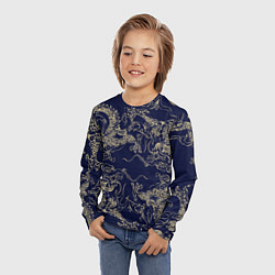 Лонгслив детский Золотые драконы на синем, цвет: 3D-принт — фото 2
