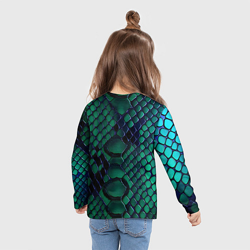 Детский лонгслив Бирюзовая змеиная кожа / 3D-принт – фото 6