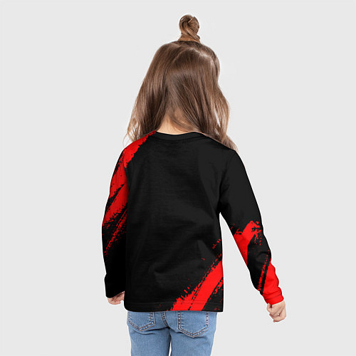 Детский лонгслив PSG - red gradient / 3D-принт – фото 6