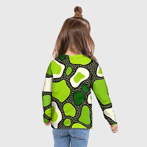 Детский лонгслив Зеленая абстракция с кругами / 3D-принт – фото 6