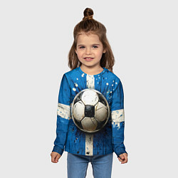 Лонгслив детский Футбольный мяч на синем, цвет: 3D-принт — фото 2