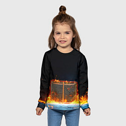 Лонгслив детский Хоккейные ворота в огне, цвет: 3D-принт — фото 2