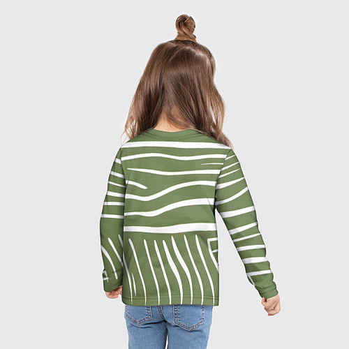 Детский лонгслив Полоски зеленой зебры / 3D-принт – фото 6