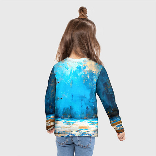 Детский лонгслив Боец айкидо на синем / 3D-принт – фото 6