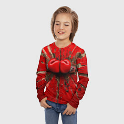 Лонгслив детский Кикбоксеркие перчатки в красном, цвет: 3D-принт — фото 2