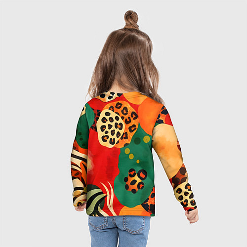 Детский лонгслив Анималистичный африканский паттерн / 3D-принт – фото 6