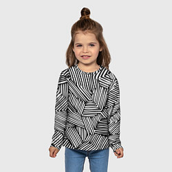 Лонгслив детский Минималистичный черно белый паттерн в линию, цвет: 3D-принт — фото 2