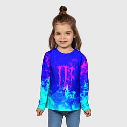Лонгслив детский Monster energy дым неоновый, цвет: 3D-принт — фото 2