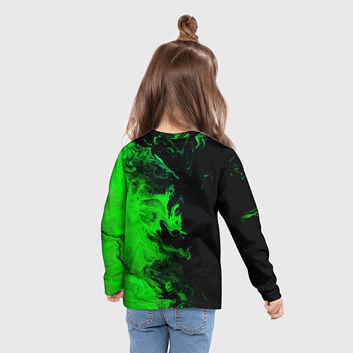 Детский лонгслив Color green black / 3D-принт – фото 6