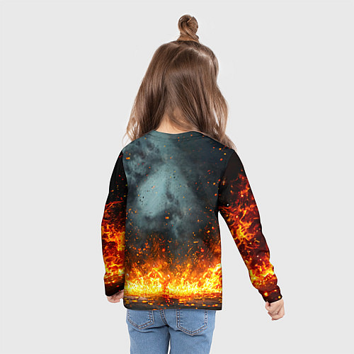 Детский лонгслив Кунг-фу боец в огне / 3D-принт – фото 6