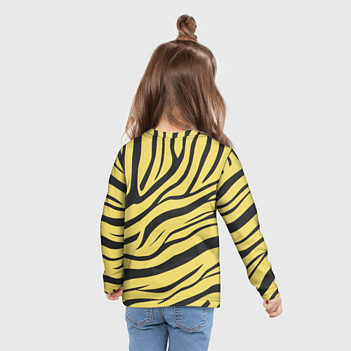 Детский лонгслив Светлый тигровый паттерн / 3D-принт – фото 6