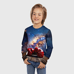 Лонгслив детский Боксерские перчатки в космосе, цвет: 3D-принт — фото 2
