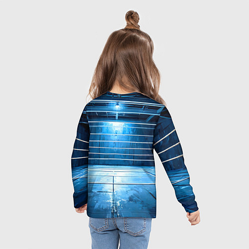 Детский лонгслив Синий ринг / 3D-принт – фото 6