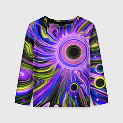 Лонгслив детский Абстрактный неоновый космос - чёрная дыра, цвет: 3D-принт