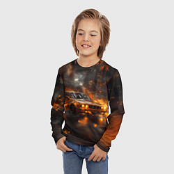 Лонгслив детский БМВ в огне, цвет: 3D-принт — фото 2
