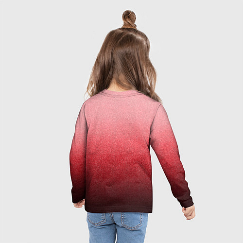 Детский лонгслив Мягкий градиент красно-розовый текстура крошка / 3D-принт – фото 6