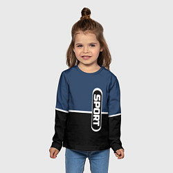 Лонгслив детский Sport сине-чёрный с полосой, цвет: 3D-принт — фото 2