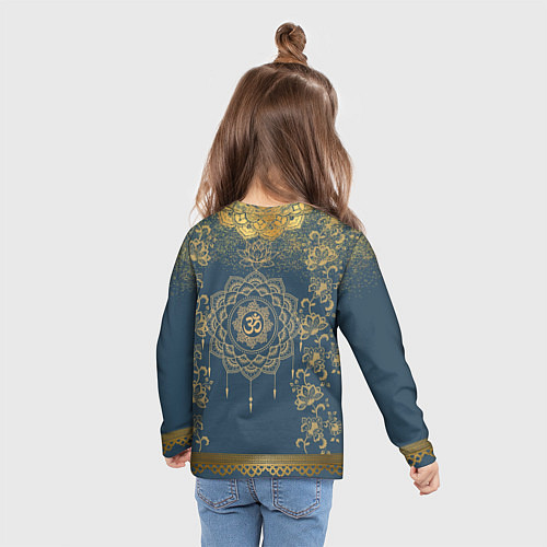 Детский лонгслив Слон лотос и золотая мандала / 3D-принт – фото 6