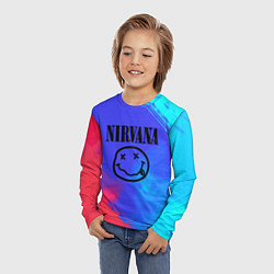 Лонгслив детский Nirvana жидкие краски, цвет: 3D-принт — фото 2