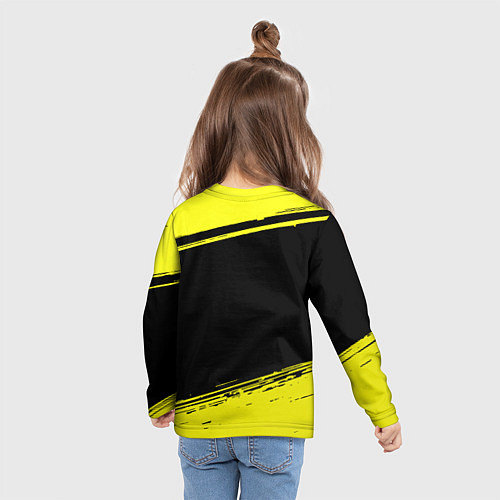 Детский лонгслив Borussia жёлтые полосы / 3D-принт – фото 6