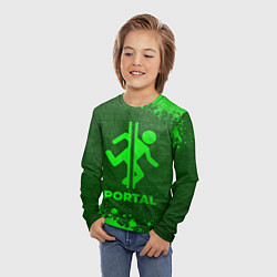 Лонгслив детский Portal - green gradient, цвет: 3D-принт — фото 2