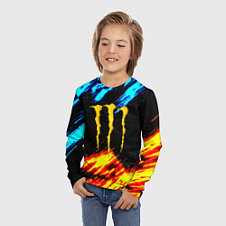 Лонгслив детский Monster energy текстура огненная, цвет: 3D-принт — фото 2